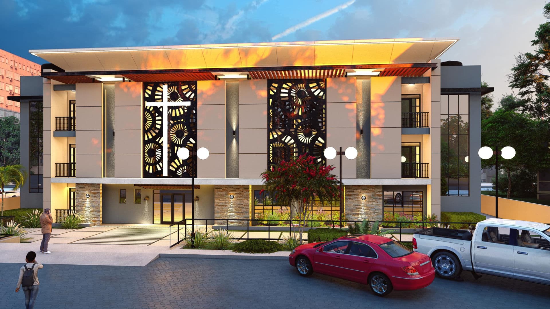 Gulu Sister Convent twilight architectural rendering