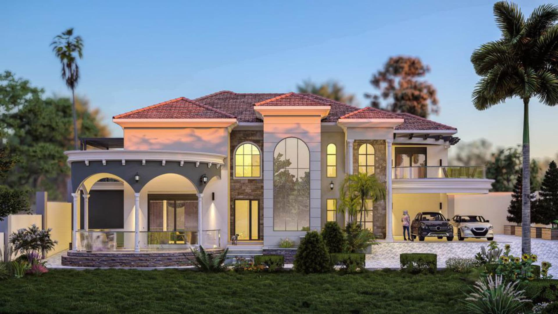 Kitende Residency dusk rendering of the masonry mansion
